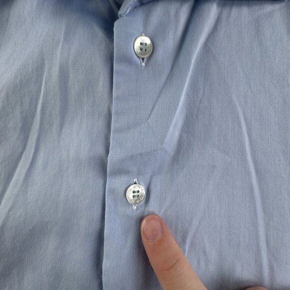 Eton Long Sleeve Button Up Shirt Men Cotton Designer Blue 16 Slim Woven Romania - Picture 9 of 16